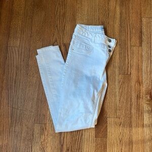 New look high waist, skinny white button, fly jeans